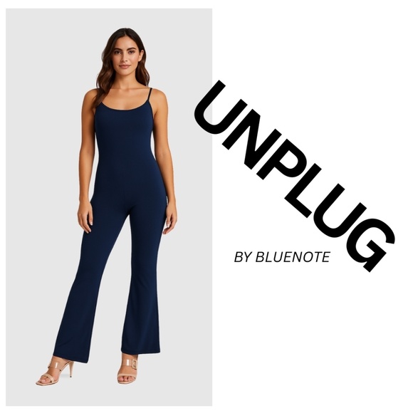 Navy Blue Spaghetti Strap Stretch Jumpsuit | Bluenotes UNPLUG | Size M Bundle$$$ - Picture 1 of 15